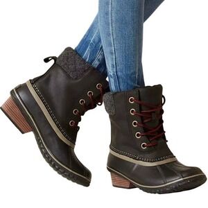 Sorel Slimpack II Waterproof Leather Boot Women 8 Lace Up Cabincore Cozy Outdoor